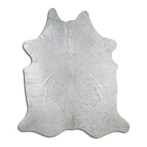 Invigorated cowhide rugs for sale SILVER METALLIC ON WHITE rug