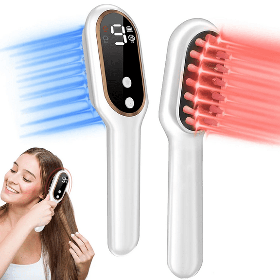 Invigorating Multi-Spectrum Light Scalp Care Comb with Massage Function, Ergonomic Handheld Tool with LCD Screen for a Relaxing Head Spa Experience, Personal Care Device for Men and Women