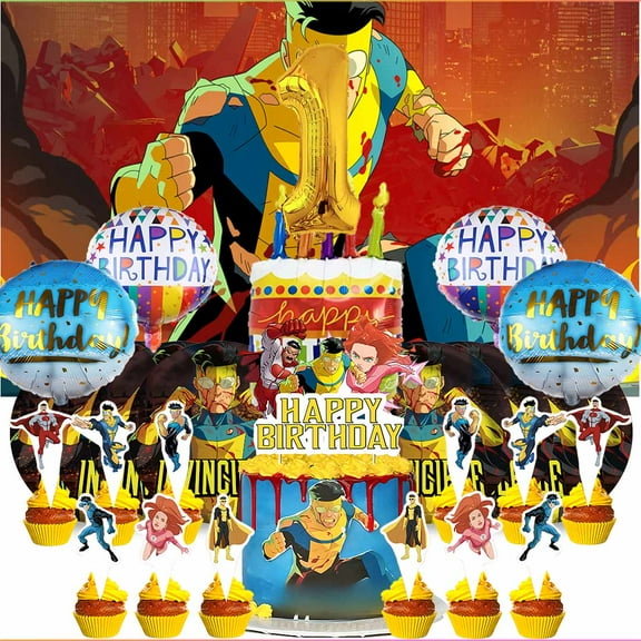 Invincible 1st Tableware Balloons Cake Toppers Backdrop Banner Supplies Party Decor Plates Decorations