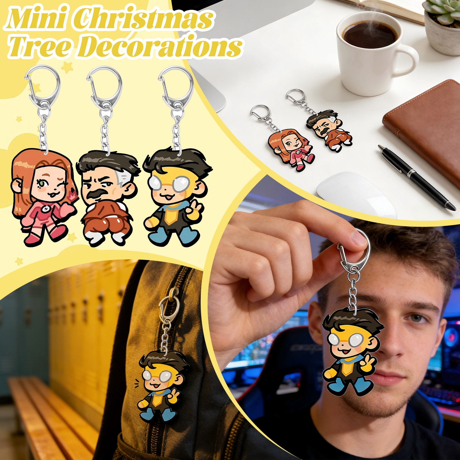 Invincible Anime Chibi Keychain, 2.2 Inch Acrylic 2D Mark Grayson Key ...
