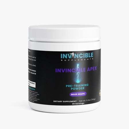 Invincible Apex Pre-Training Powder – Clean Energy Pre-Workout Powder for Focus & Performance, Natural Caffeine + Alpha-GPC, Pre-Training Supplement, 20 Servings, Sour Grape