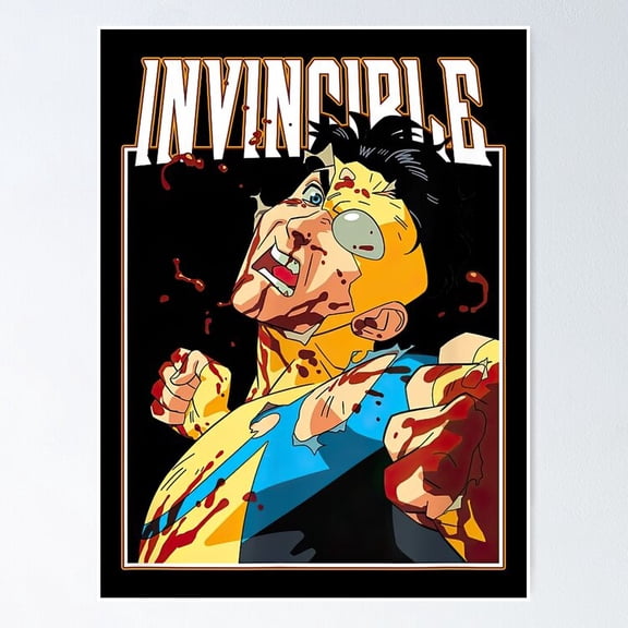 Invincible Battle Damaged Mark Superhero Comic Book Page Action Graphic Art, Unframed Poster