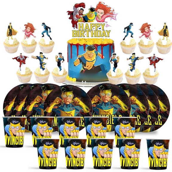 Invincible Birthday Cups Party Supplies Plates Decorations Cake Topper Decor