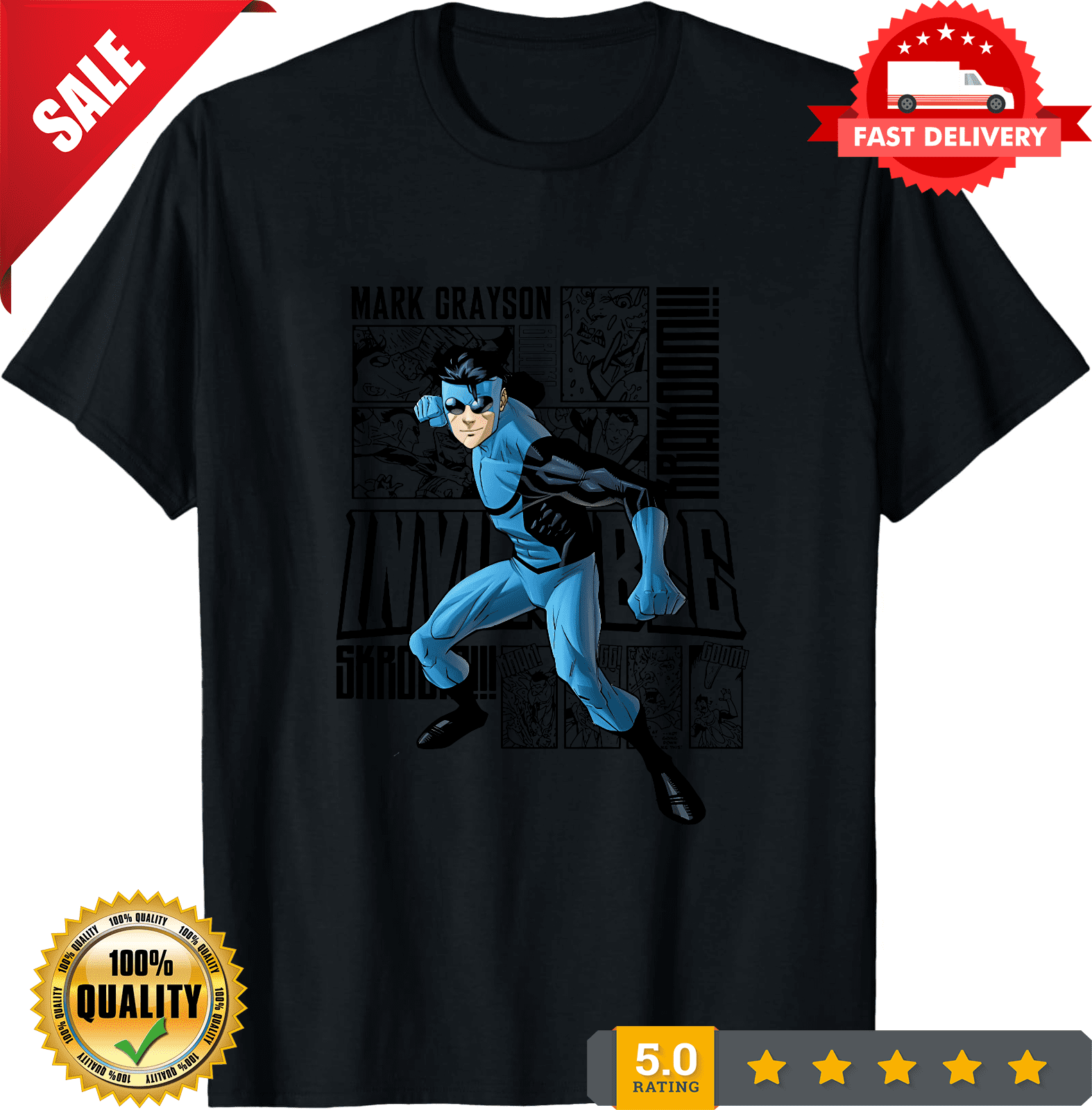 Invincible Blue Suit Collage T-Shirt, ULTRA LIMITED-TH78361 - Walmart.com