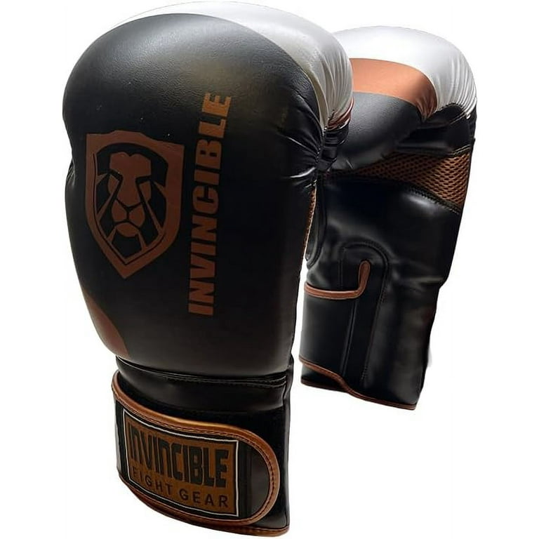 Invincible Fight Gear Standard Leather Hook and Loop Training Boxing Gloves  in Ideal for Boxing, Kickboxing, Muay Thai, MMA for Men Women and Kids
