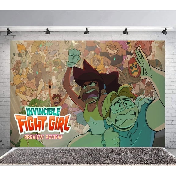 Invincible Fight Girl Backdrop Banner Party Supplies Poster Movie Theme Background for Photography Birthday Decorations
