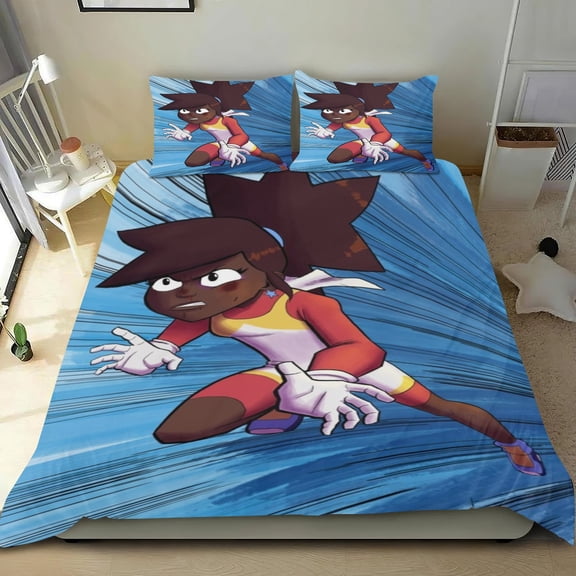 Invincible Fight Girl Themed Bed Sheet Set Three Piece Set 53x79 In ches Comfortable And Skin Friendly Unique Design Creating A Star Studded Night Home Gifts For Family Friends fans