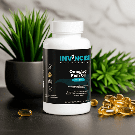 Invincible Supplements Omega-3 Fish Oil Softgels - 432 mg EPA / 288 mg DHA per Serving - Supports Heart Health, Brain & Vision- 60 Ct