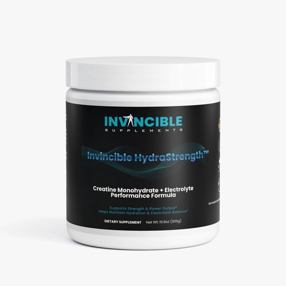 Invincible Supplements HydraStrength Lemon  Creatine Monohydrate + Electrolyte Drink Mix, 5g Creatine, Magnesium, Potassium & Sea Salt