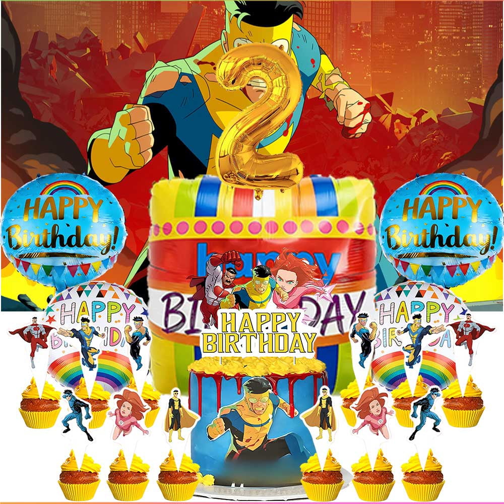 Invincible Party Supplies Decor 2nd Kit Balloons Birthday Cake Topper ...