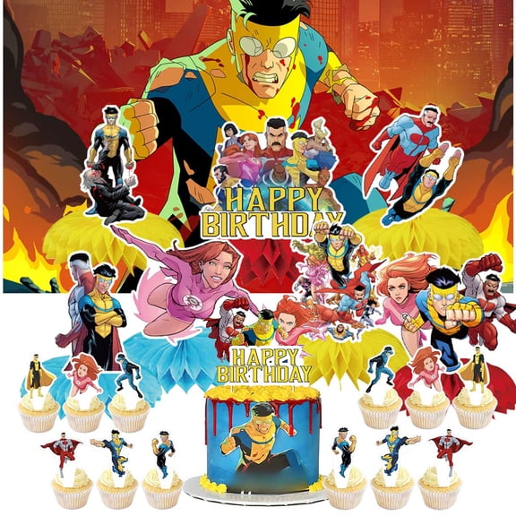 Invincible Party Supplies Honeycomb Centerpieces Table Toppers Backdrop Decorations for Birthday