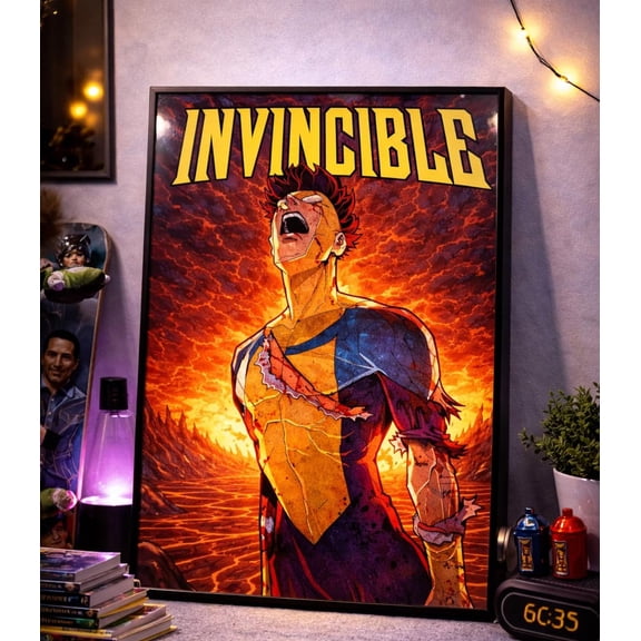 Invincible Poster Print, Superhero Wall Art, Unframed Paper Poster 24x36in