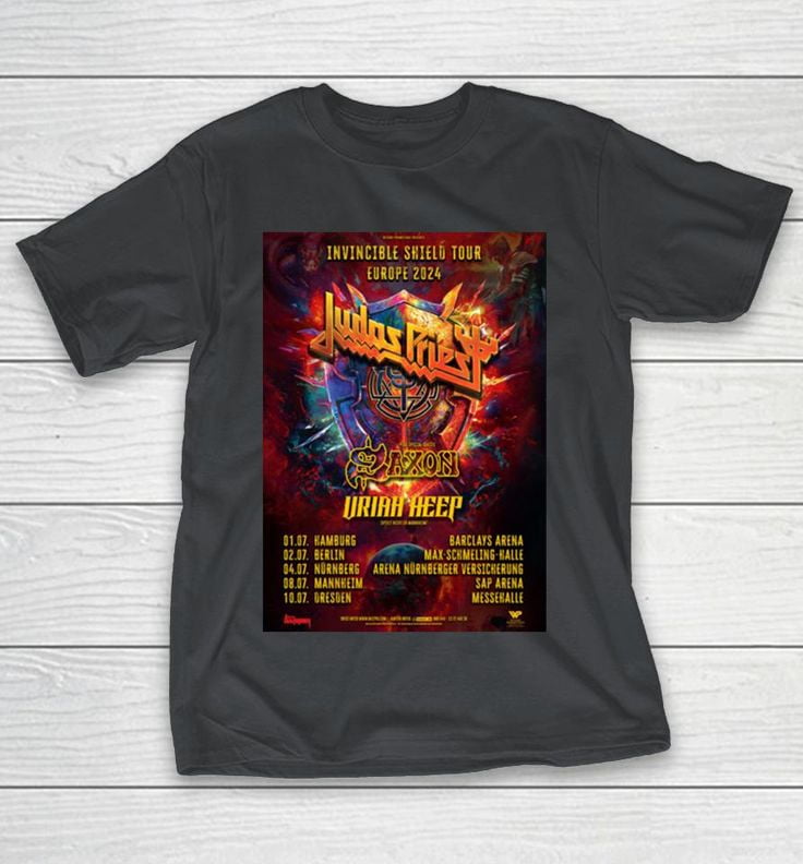 Invincible Shield Tour Europe 2024 Judas Priest Shirts Shirt, Size Xl, Tee Dark Heather New