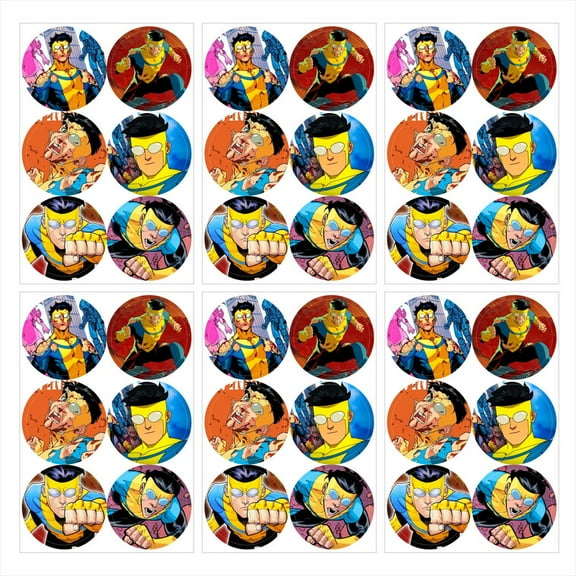 Invincible Stickers Party Favors Labels Birthday Thank You Themed Round Circle Baby Shower 60pcs
