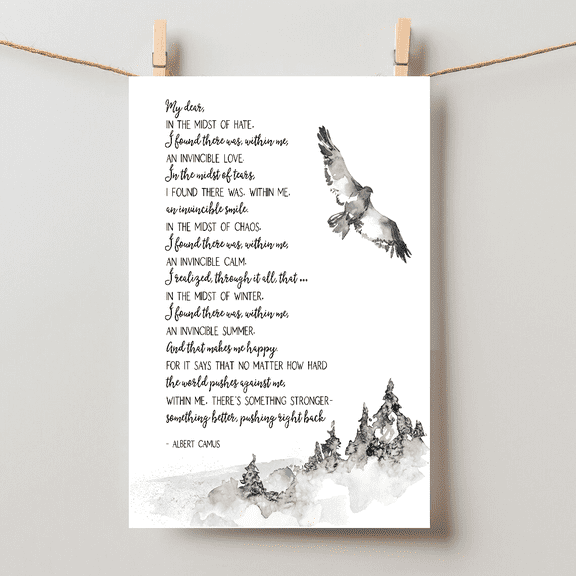 Invincible Summer Quote Wall Art Unframed Paper Poster 8x10in