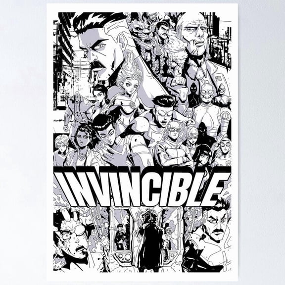 Invincible Superhero Comic Book Manga Page Panel Layout Action Graphic Art, Stretched Canvas