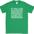 thumbnail image 1 of Invisibility Cloak T-Shirt Funny Movie Gaming Humor Novelty Text Tee - Green, XL, 1 of 1