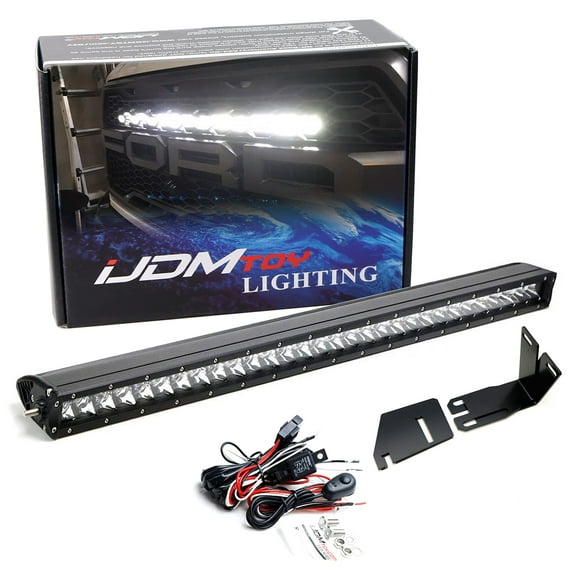 Invisible 30-Inch LED Light Bar Kit For 2017-2020 Ford Raptor, (1) 150W High Power Single-Row LED Lightbar, Behind Grille Shutter Mounting Brackets, Relay & On/Off Switch