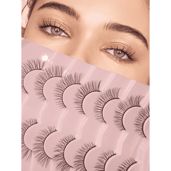 Invisible Band False Eyelashes Graduated Length, Natural Look, Lightweight Feel, 7 Pairs, Vegan & Cruelty-Free