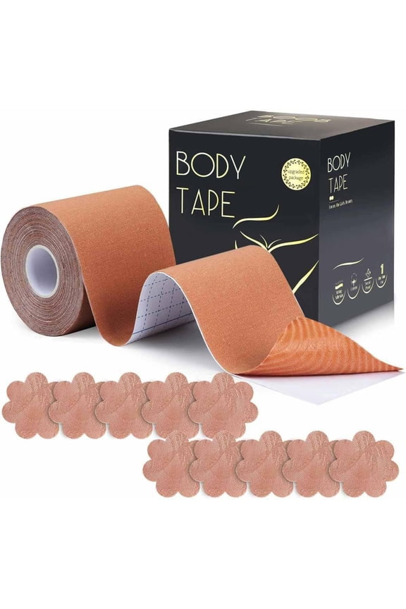 Invisible Breast Lift Tape with Lace Petal Backless Nipple Cover, Boob Tape Body tape for Breast Lift A-G Cup