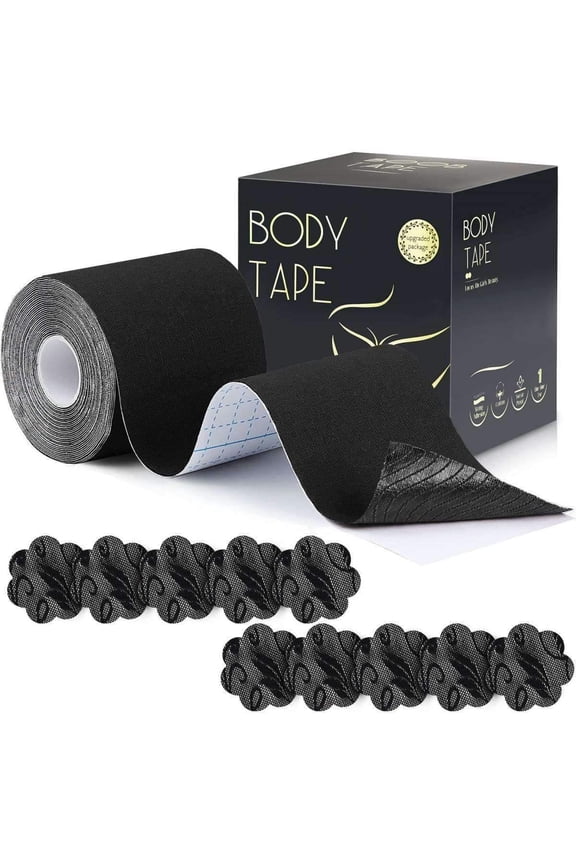 Invisible Breast Lift Tape with Lace Petal Backless Nipple Cover, Boob Tape Body tape for Breast Lift A-G Cup