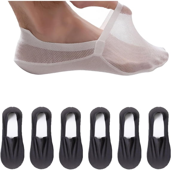 Invisible Breathable Anti-Slip Socks for Men, Ultra Thin No Show Socks, Non Slip Mesh Liner Socks Low Cut Ankle Socks