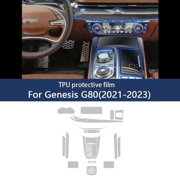 Invisible Car Interior Protection Film TPU for 2021 2022 2023 Genesis G80 Full Set Left-Hand Drive Interior Protection Film, 56pcs
