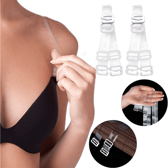Invisible Clear Non-Slip Bra Transparent Shoulder Strap 2 Pairs