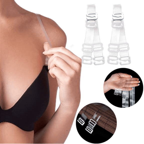 Invisible Clear Non-Slip Bra Transparent Shoulder Strap 2 Pairs