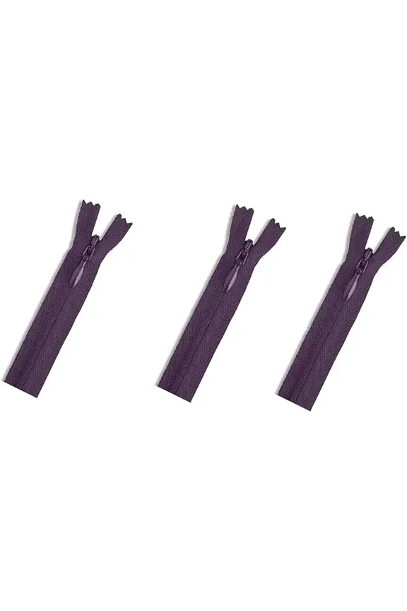 Invisible (Conceal) YKK Zippers - Perfect for Clothes, Crafts & Sewing Projects - Color: Eggplant #867 Choose Your Length - Made in The United States (3 Zippers Per Pack) (23" Inches)