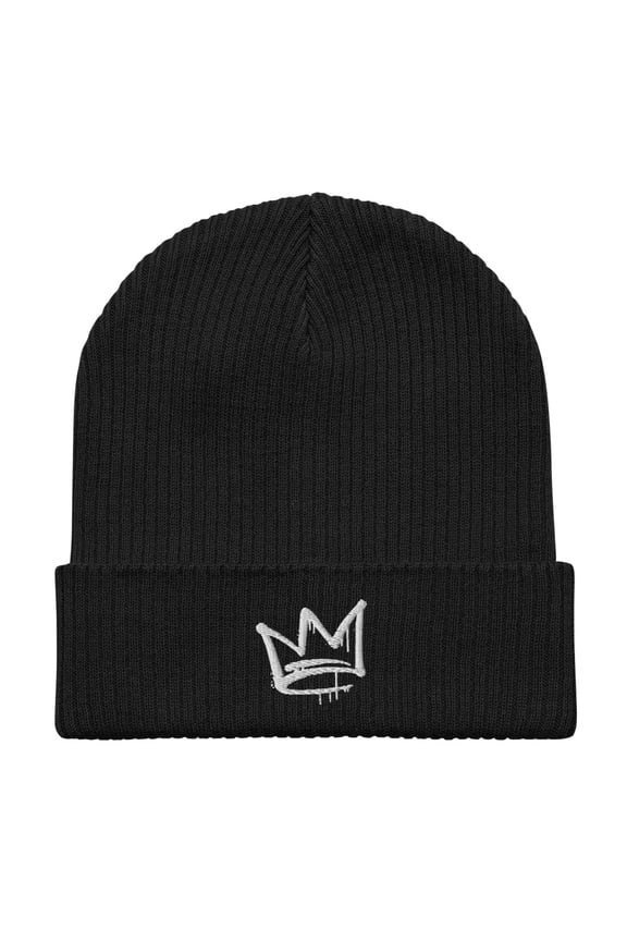 "Invisible Crown" (Organic Cotton Beanie) (Black)
