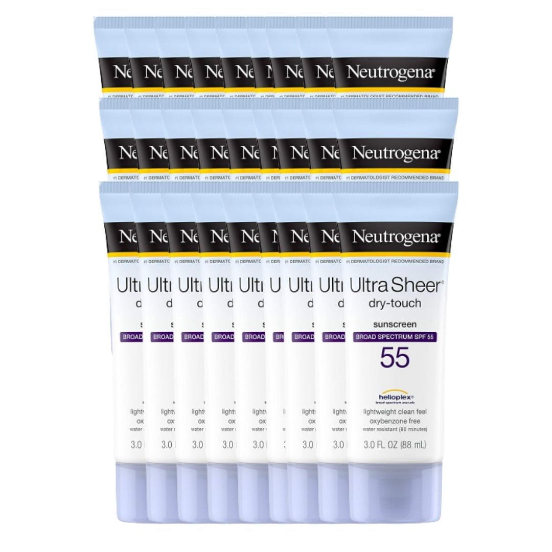 Invisible Daily Sunscreen Lotion with SPF 55- Sweat & Water Resistant Sun Block Lotion for 80 Minutes | Moisturizing & Quick Drying Skin Sun Protection| 1 Pack: 3 OZ Per Pack, Pack of 27