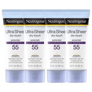 Invisible Daily Sunscreen Lotion with SPF 55- Sweat & Water Resistant Sun Block Lotion for 80 Minutes | Moisturizing & Quick Drying Skin Sun Protection| 1 Pack 3 OZ Per Pack, Pack of 4