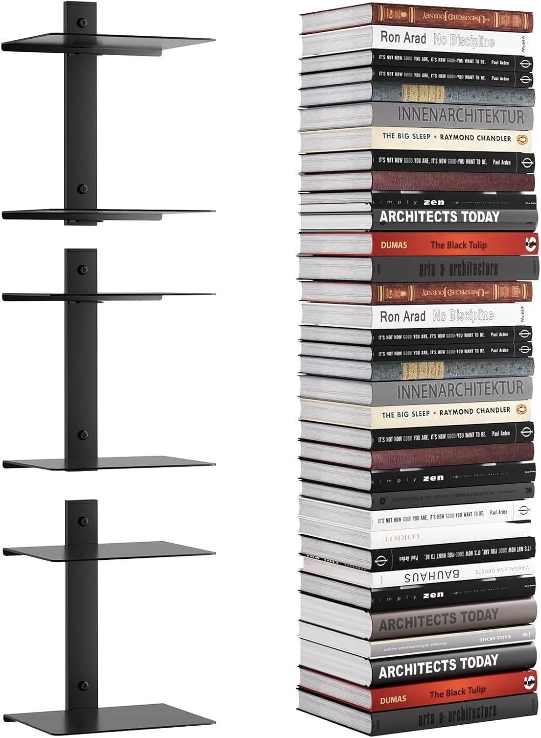Invisible Floating Bookshelf for Wall, 6 Tier Vertical Spine Book Tower ...