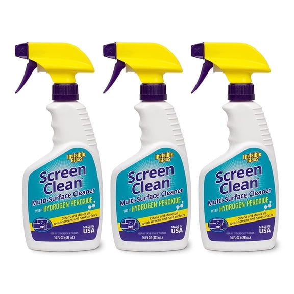 Invisible Glass 92013-3PK Screen Clean Multi-Surface Cleaner Perfect for Phones, Tablets, Laptops, Monitors, Screens, TVs, Electronics, Eyewear, and More, 16 Fl Oz, Pack of 3