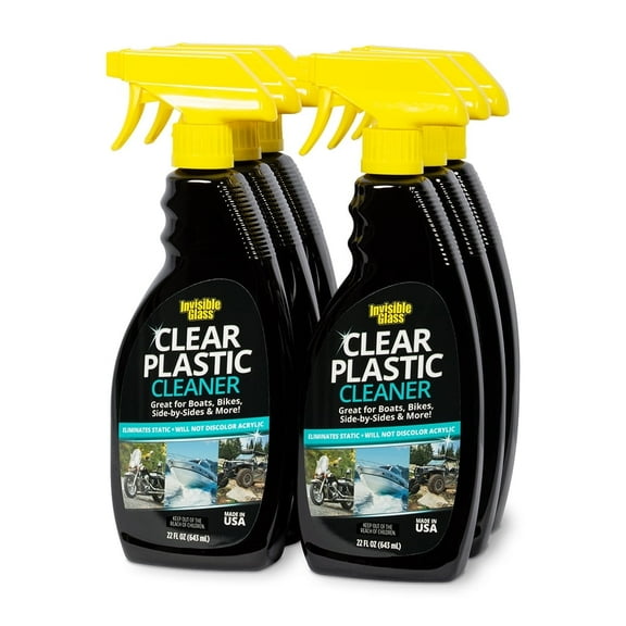 Invisible Glass 92084-6PK Clear Plastic Cleaner for Cars, Motorcycles, RVs, Boats, Helmet Visors, Golf Carts, Acrylic and Vinyl Windows, Streak-Free, Haze-Free, Removes Static, 22 Fl Oz, Pack of 6