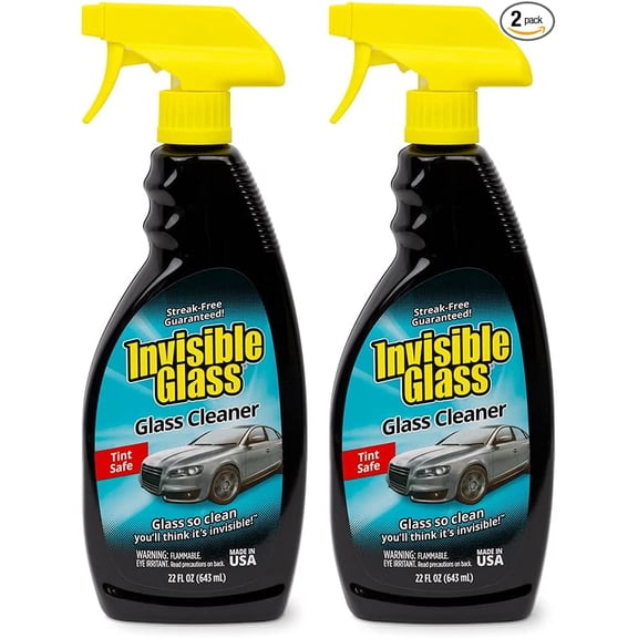 Invisible Glass 92164-2PK Premium Glass and Window Cleaner for Auto and Home Cleans Glass, Windows, Windshields, Navigation Screens, Streak-Free, Ammonia-Free, Tint-Safe, 22 Fl Oz, Pack of 2