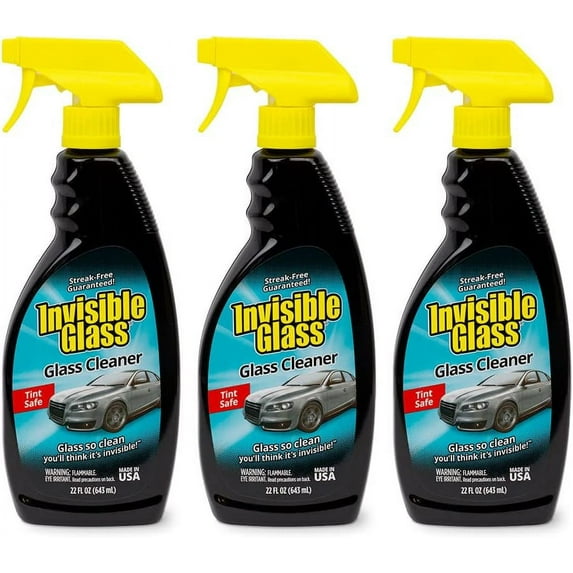 Invisible Glass 92164-3PK Premium Glass and Window Cleaner for Auto and Home Cleans Glass, Windows, Windshields, Navigation Screens, Streak-Free, Ammonia-Free, Tint-Safe, 22 Fl Oz, Pack of 3