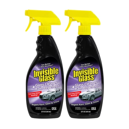 Invisible Glass 92184-2PK Premium Glass Cleaner with Rain Repellent for Exterior Automotive Glass and Windshields to Shield Against Rain, Snow, and Sleet, 22 Fl Oz, Pack of 2