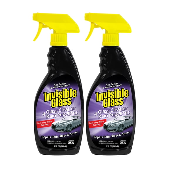 Invisible Glass 92184-2PK Premium Glass Cleaner with Rain Repellent for Exterior Automotive Glass and Windshields to Shield Against Rain, Snow, and Sleet, 22 Fl Oz, Pack of 2