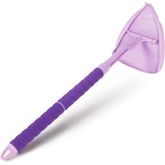 Invisible Glass 95165 Reach and Clean Glass Cleaning Wiper Tool with Extendable Handle and 3 Reusable Microfiber Pads, Purple