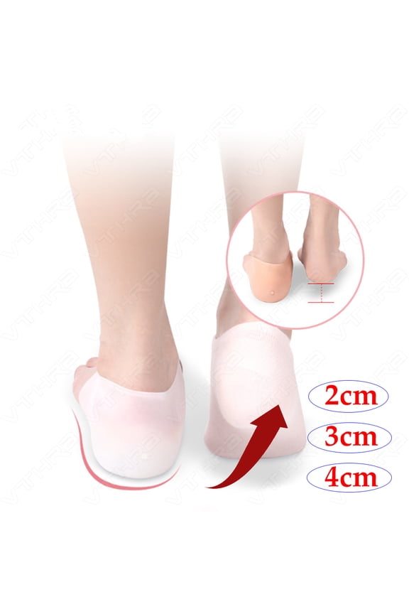 Invisible Height Increase Silicone Socks Silicone Elastic Heel Pad Foot Protection Damping Heel Cushion Hidden Insole Unisex,White,3CM