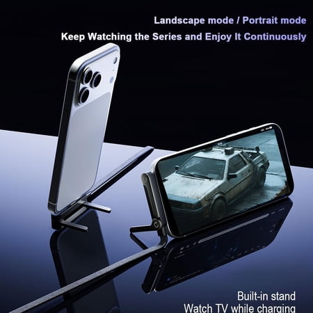 Invisible Holder Charger Cable with Stand, 240W Super Fast Charging Cord with Built-in Folding Phone Stand, 5ft USB C Cable