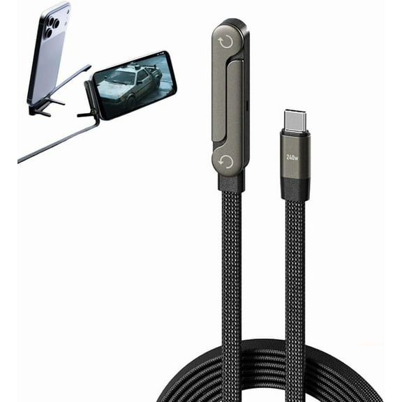 Invisible Holder Charger Cable with Stand, Super Fast Charging 2-in-1 Fast Charging Cord & Multi-Angle Phone Stand for Gaming, Office, Car Travel