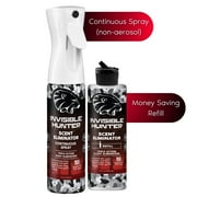 Invisible Hunter Scent Eliminator Continuous Spray + Refill; Triple Action Scent Elimination to be Invisible in the Woods. Save Money with the Bundle