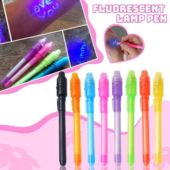 Invisible Ink Pen, 5 Inch Purple Uv Light Pen, Invisible Ink Pens with Uv Light for Student, Spy Gear Party Favor for Boys Girls, Goodie Bag Stuffer for Play and Game Activities