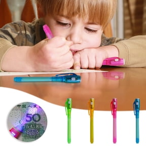 Invisible Ink Pen with UV Light, Magic Spy Pen Set for Secret Message Writing, Fun Detective Activity, Invisible Writing Tool for Party, Business Anti---Counterfeit Marking, and Night Flashlight Use