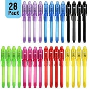 Invisible Ink Pens, Qyaukm 28 Pack Spy Pen Invisible Disappearing Ink Pen with Uv Light, Upgrade Exquisite Packaging Magic Pen for Secret Message, Birthday Party, and Halloween Goodies Bags Toy