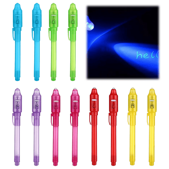Invisible Ink Pens, Reveal Hidden Secrets with UV Light for Detective Games, Perfect for Classroom Prizes and Halloween Treats