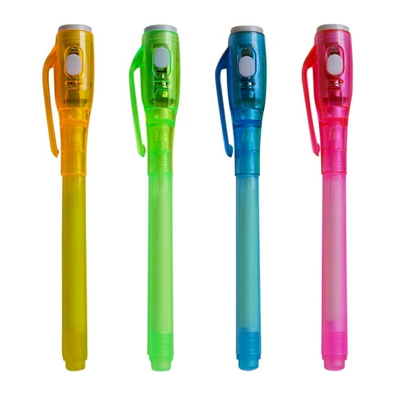 Invisible Ink,Uv Light Pen,Invisible Ink Pen With Light -Luminous Light Invisible Ink Pen Drawing Learning Pen 8ml(4PCS 5IN)